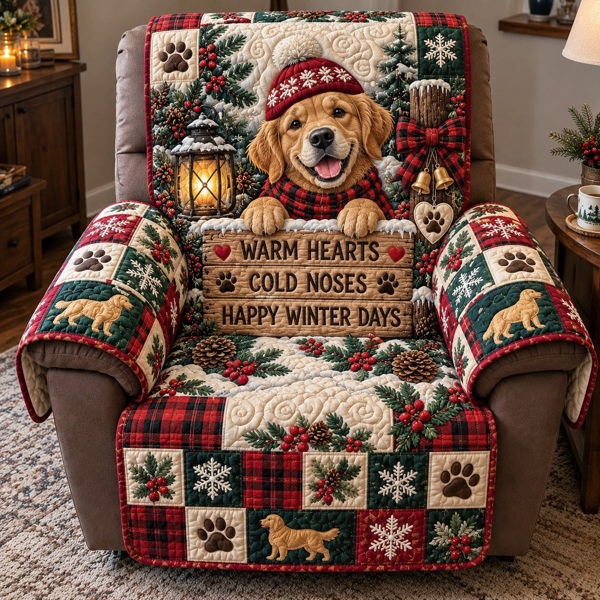 Golden Winter Warmth Sofa Cover