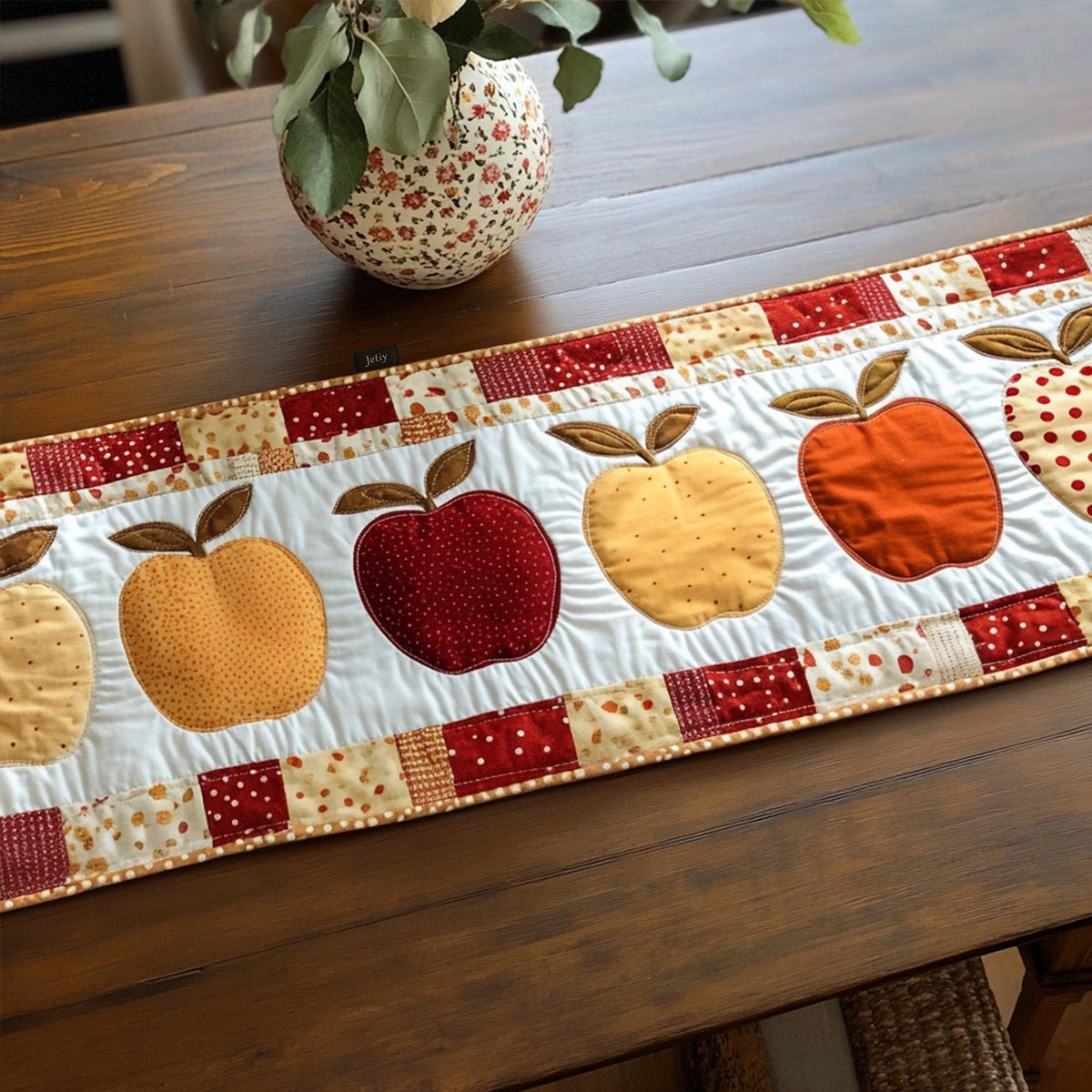 Row of Apples and Peaches Table Runner
