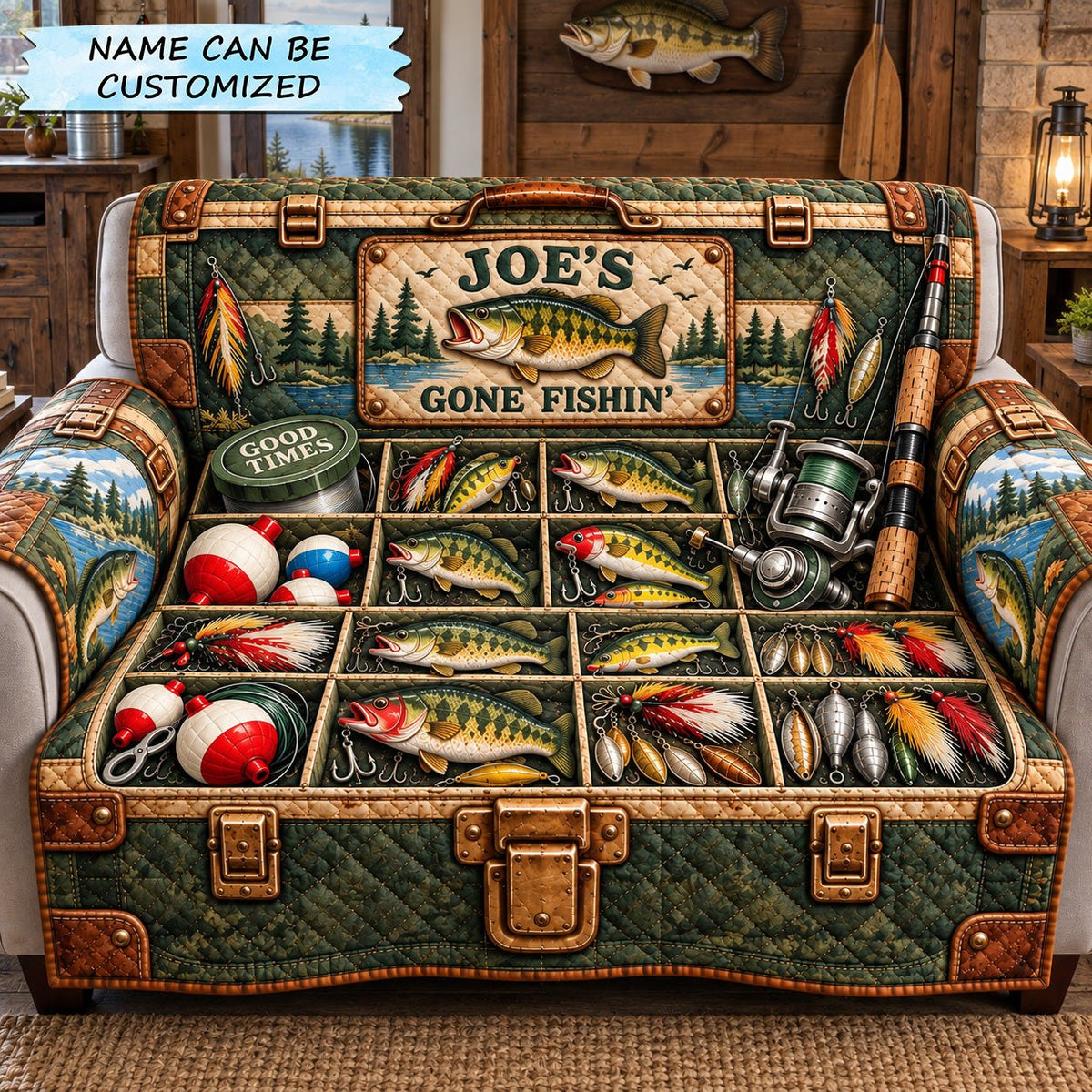 Gone Fishin Sofa Cover