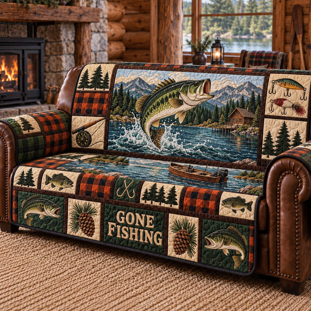 Gone Fishing Patchwork Sofa Cover
