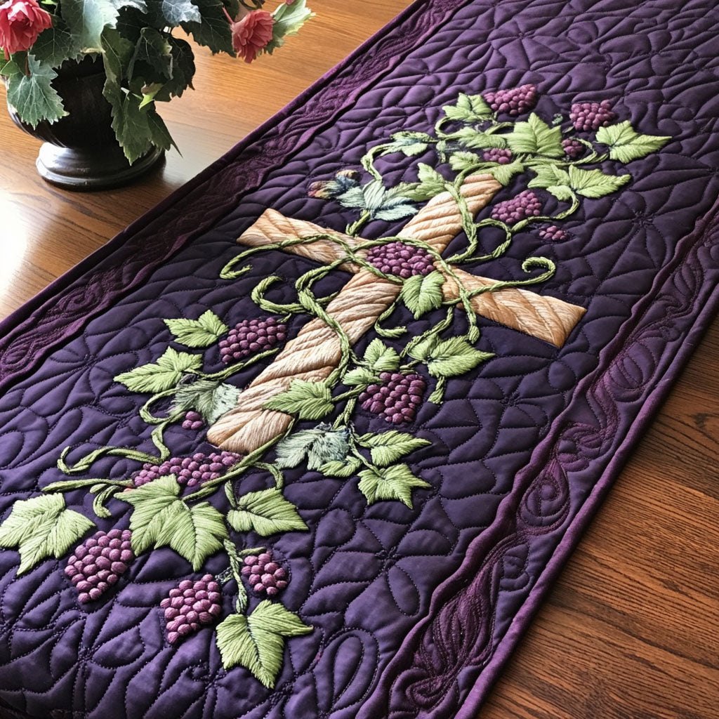 Grape Vine Cross Table Runner