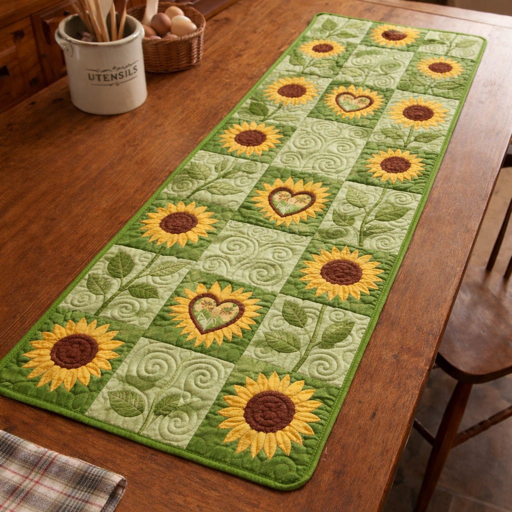 Green Sunheart Table Runner