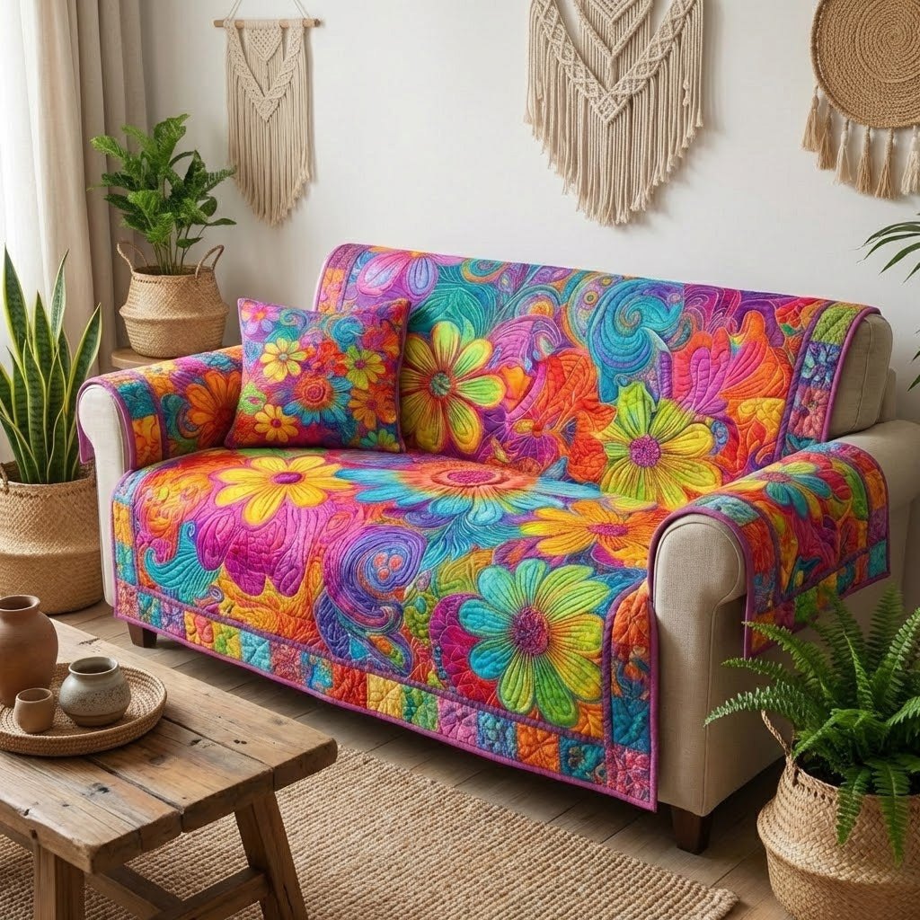 Groovy Bloomscape Sofa Cover