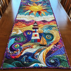 Swirling Lighthouse in Bright Colors Table Runner