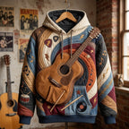 Acoustic Guitar with Drumsticks hoodie, all-over print
