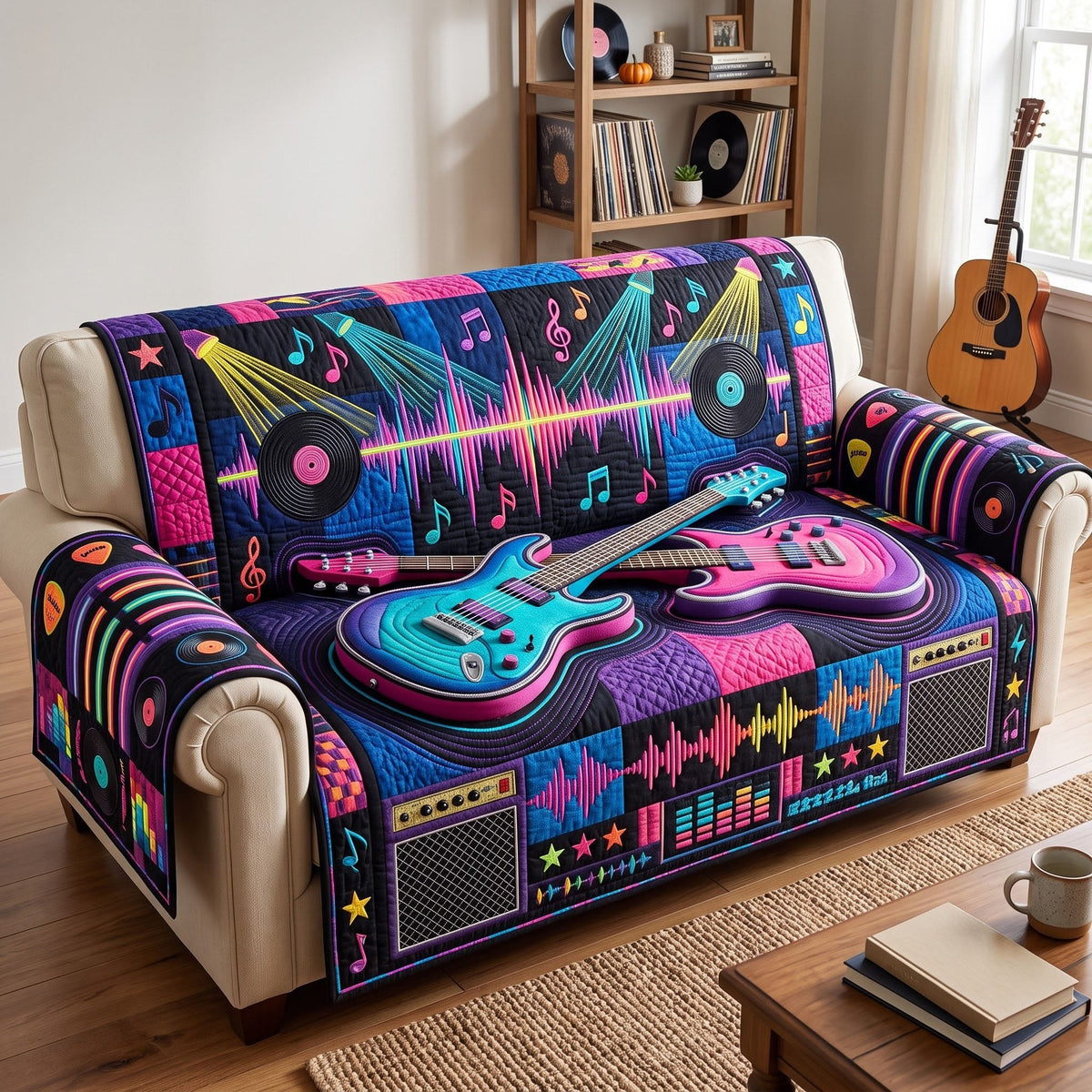 Neon Galaxy Electric Guitar Sofa Cover