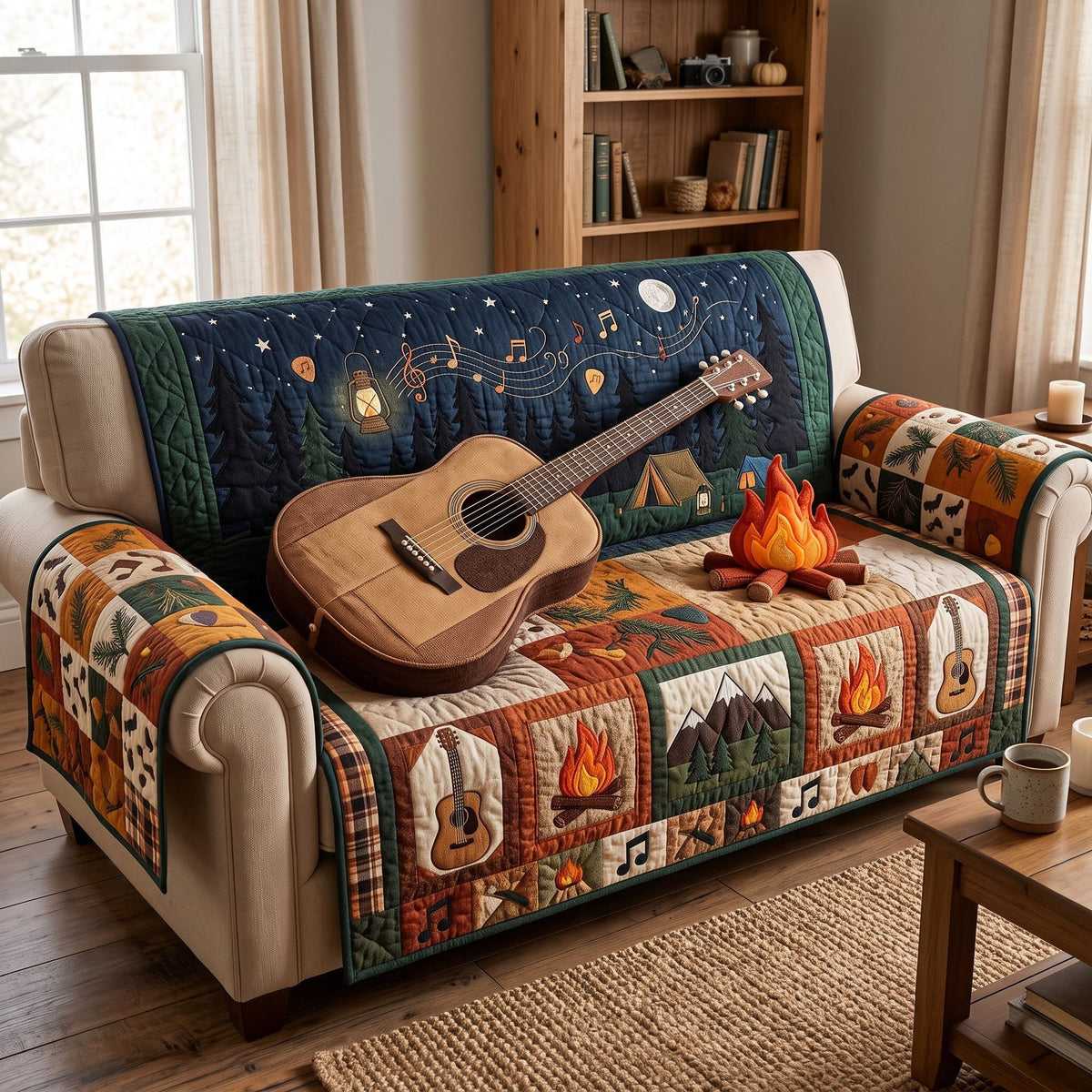 Campfire Acoustic Guitar Sofa Cover