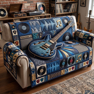 Blue Vinyl Hollowbody Guitar Sofa Cover - Made to Order
