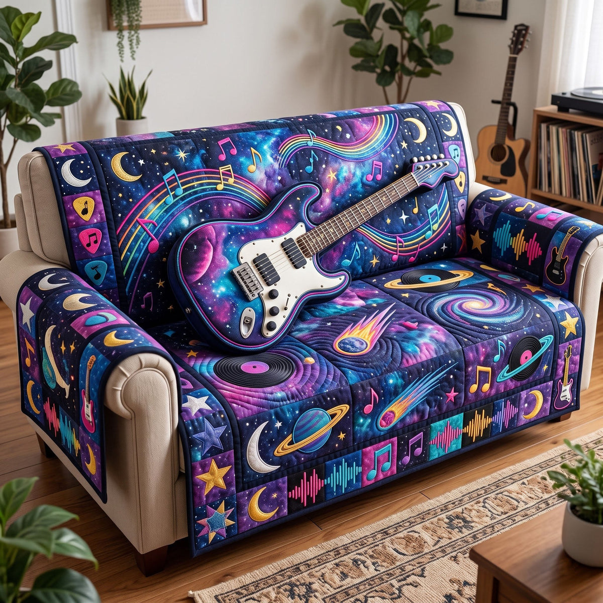 Cosmic Purple Electric Guitar Sofa Cover