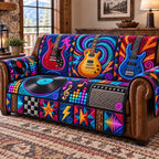 Retro Turntable Guitar Wall Sofa Cover