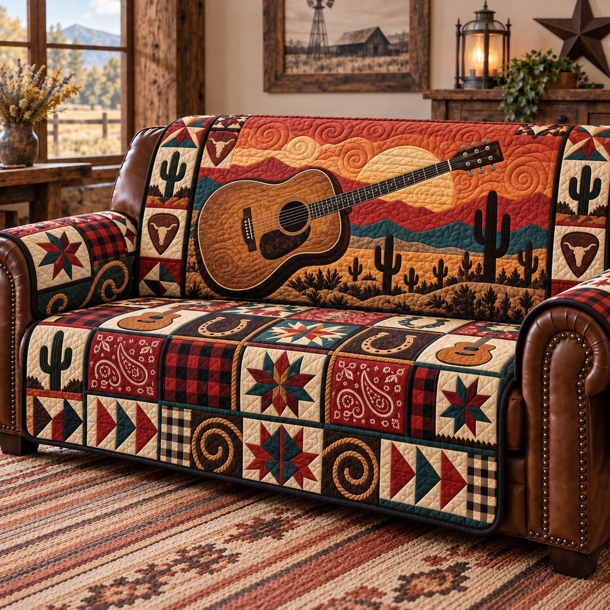 Southwest Cactus Acoustic Guitar Sofa Cover