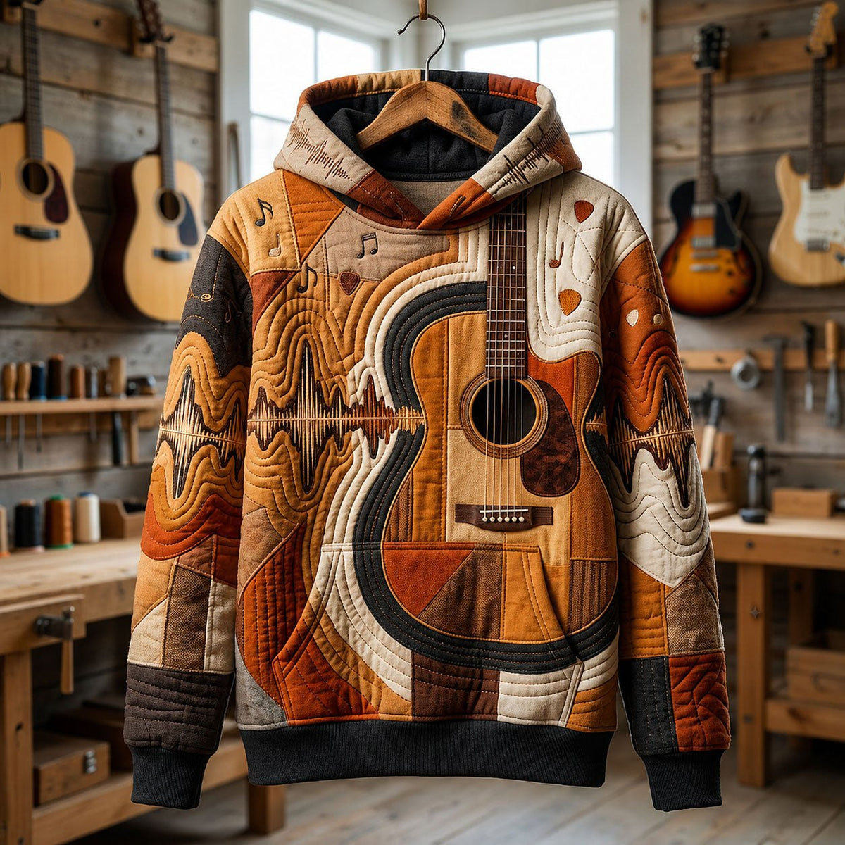 Guitar Soundwave hoodie, all-over print