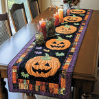 Jack o Lanterns on Purple Table Runner
