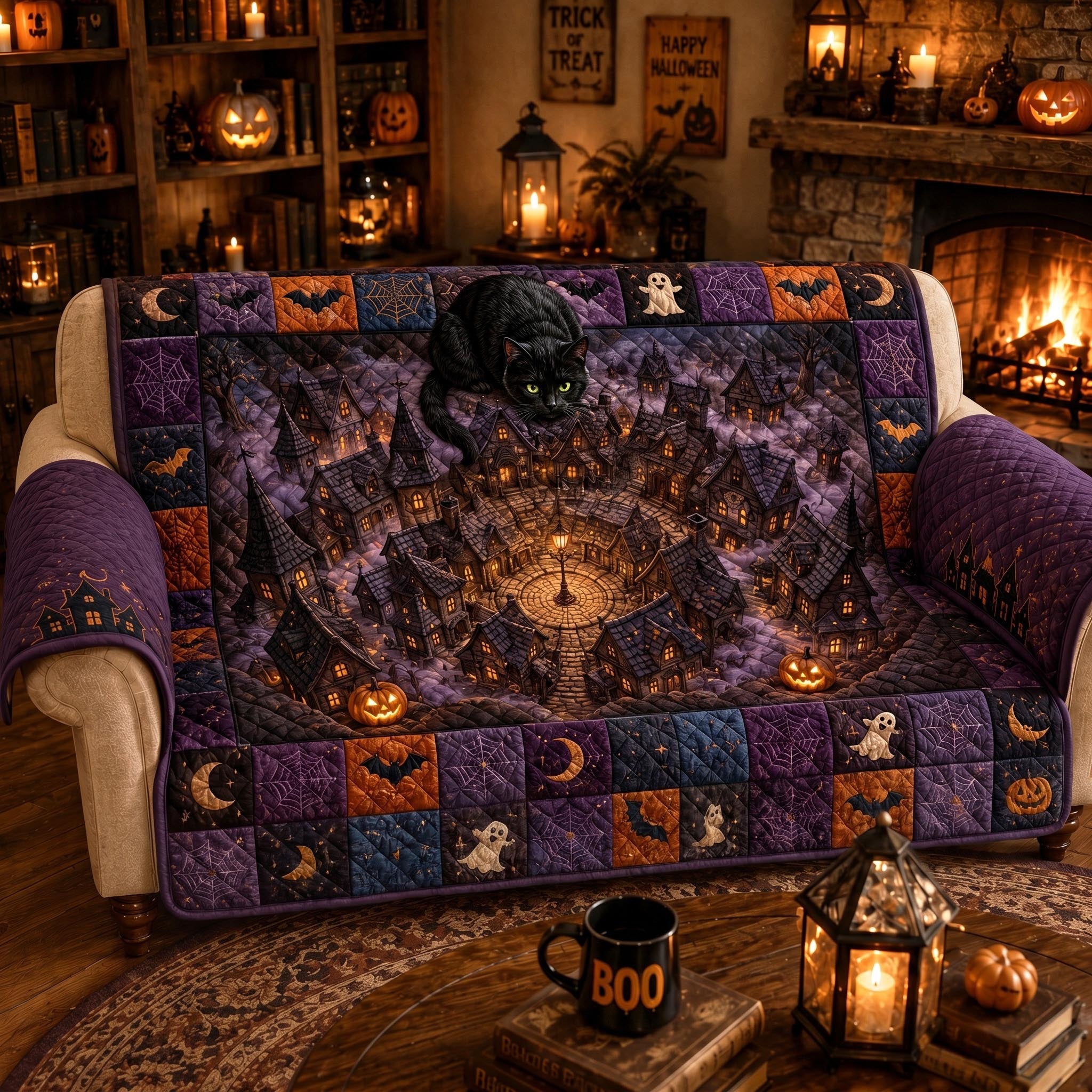 Halloween Village Sofa Cover