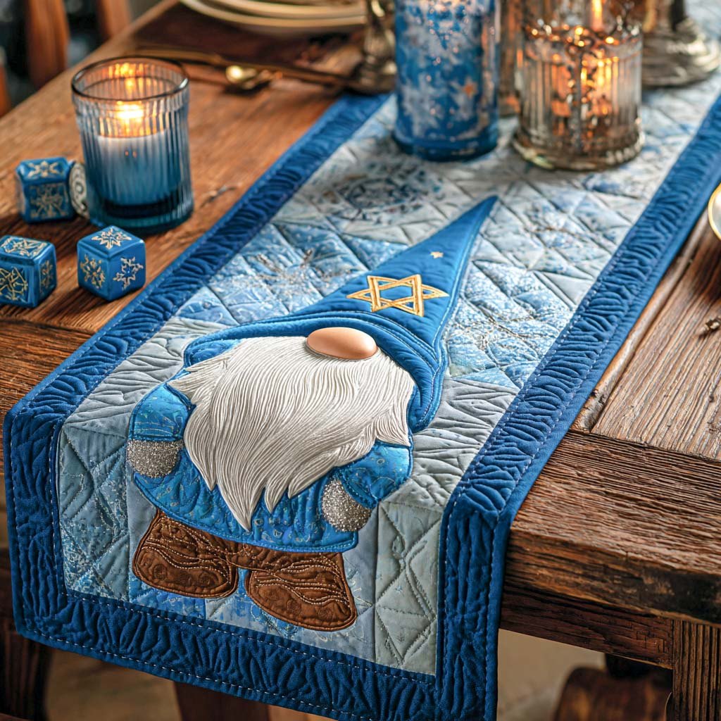 Hanukkah Gnome Blessings Table Runner