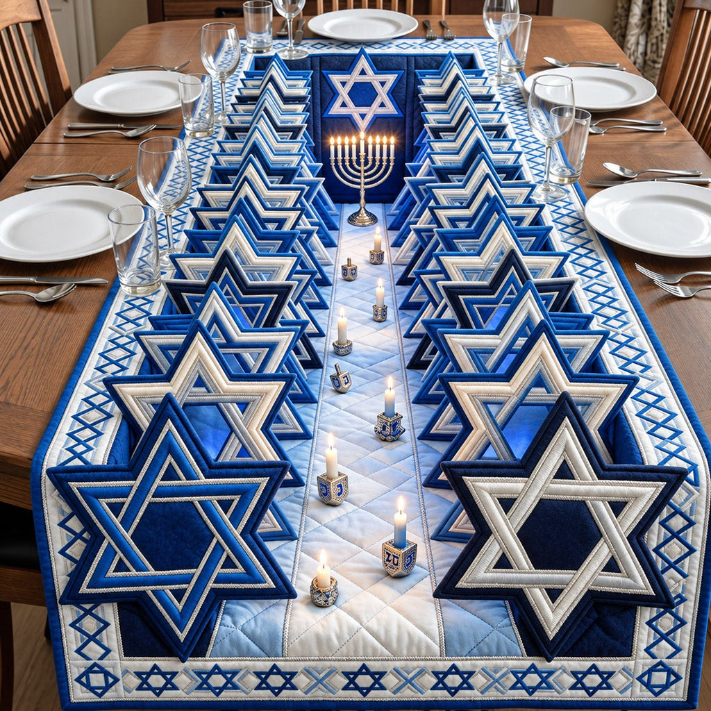 Star Path Hanukkah Menorah Table Runner