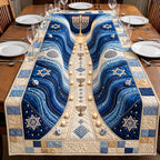 Blue Wave Hanukkah Star Table Runner