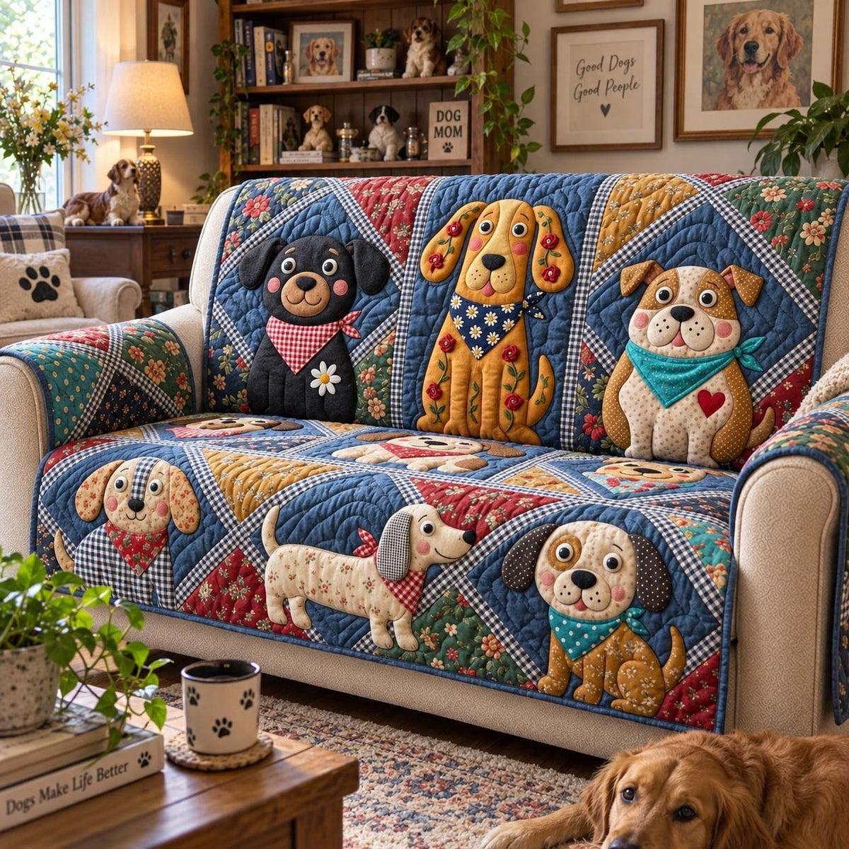 Happy Dog Cottage Sofa Cover