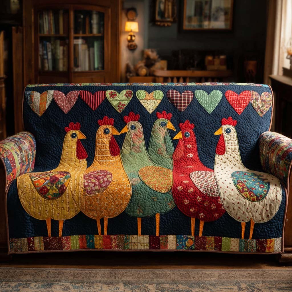 Happy Hen Parade Sofa Cover