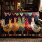 Happy Hen Parade Sofa Cover