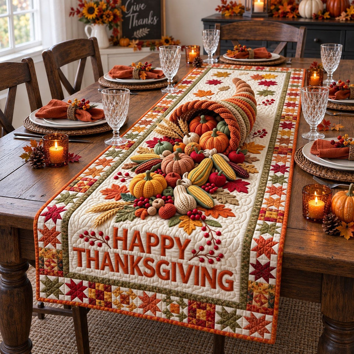 Happy Thanksgiving Harvest Table Runner