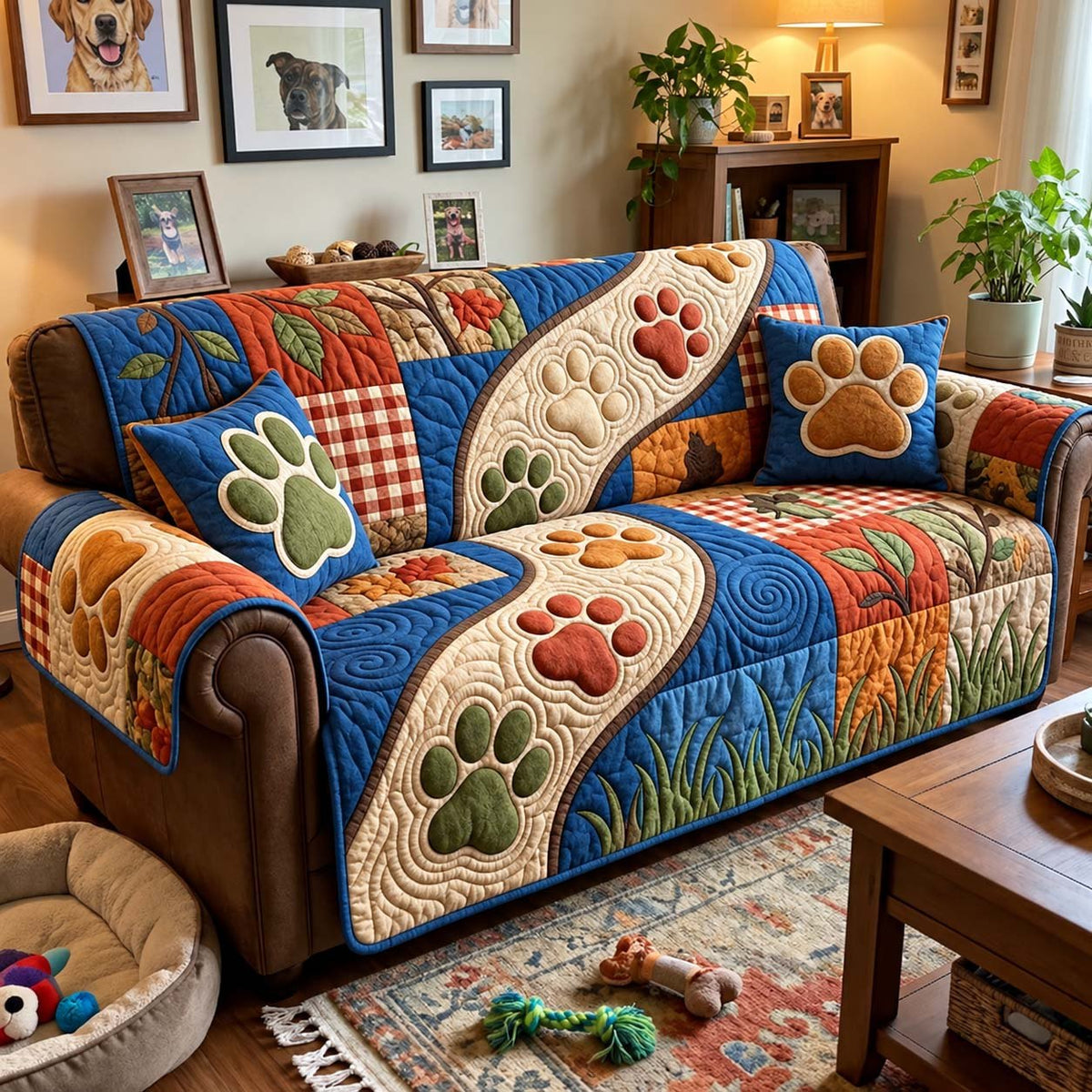 Happy Trails Paws Sofa Cover