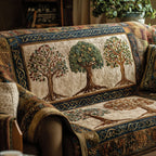 Trees on Cream Quilted Squares Sofa Cover