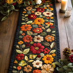 Autumn Flowers on Dark Ground Table Runner
