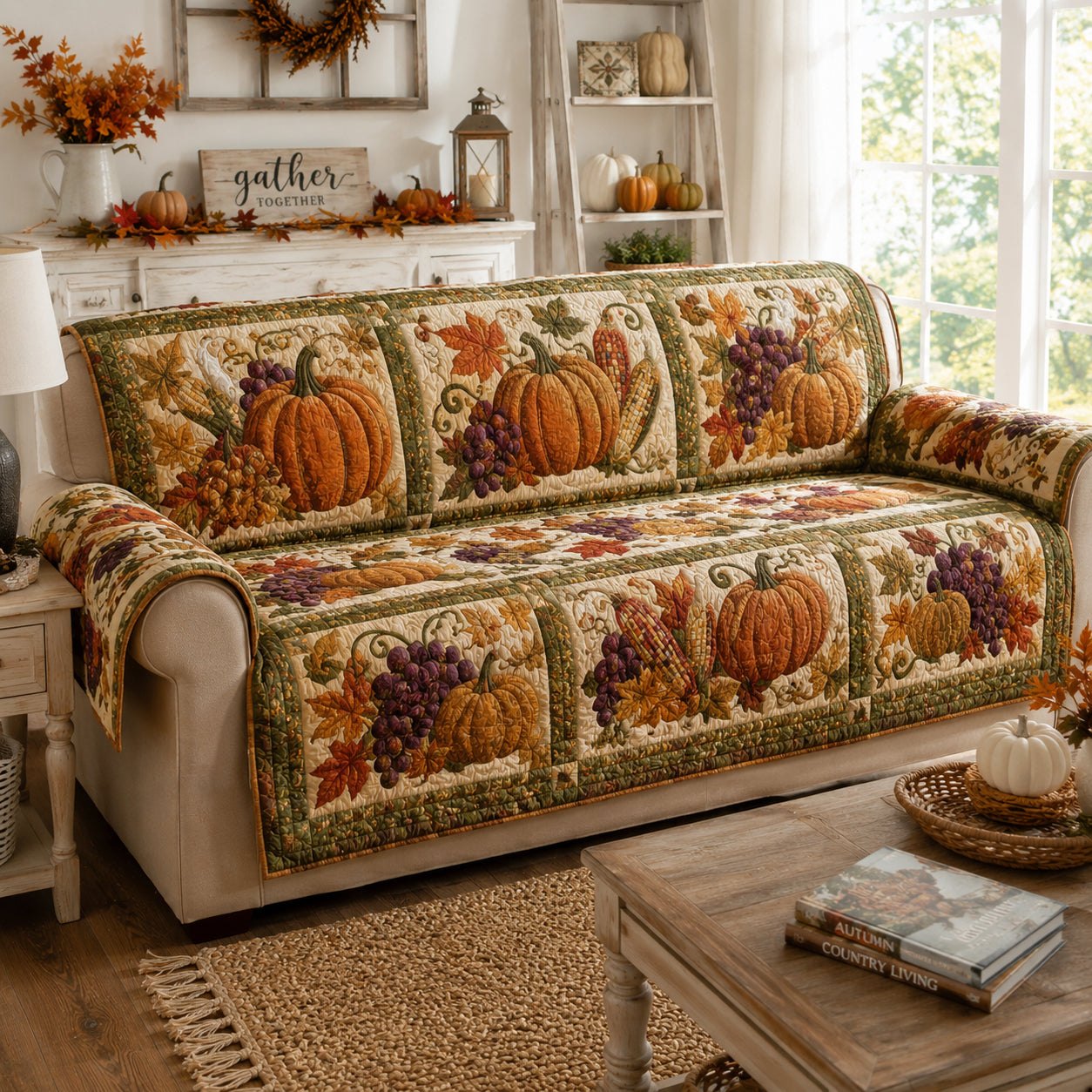 Harvest Garden Pumpkins Sofa Cover