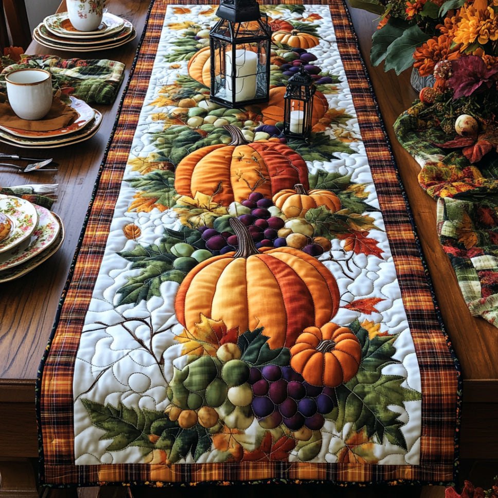 Pumpkins and Grapes Harvest Display Table Runner
