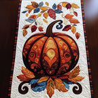Decorative Orange Pumpkin with Scrolls Table Runner