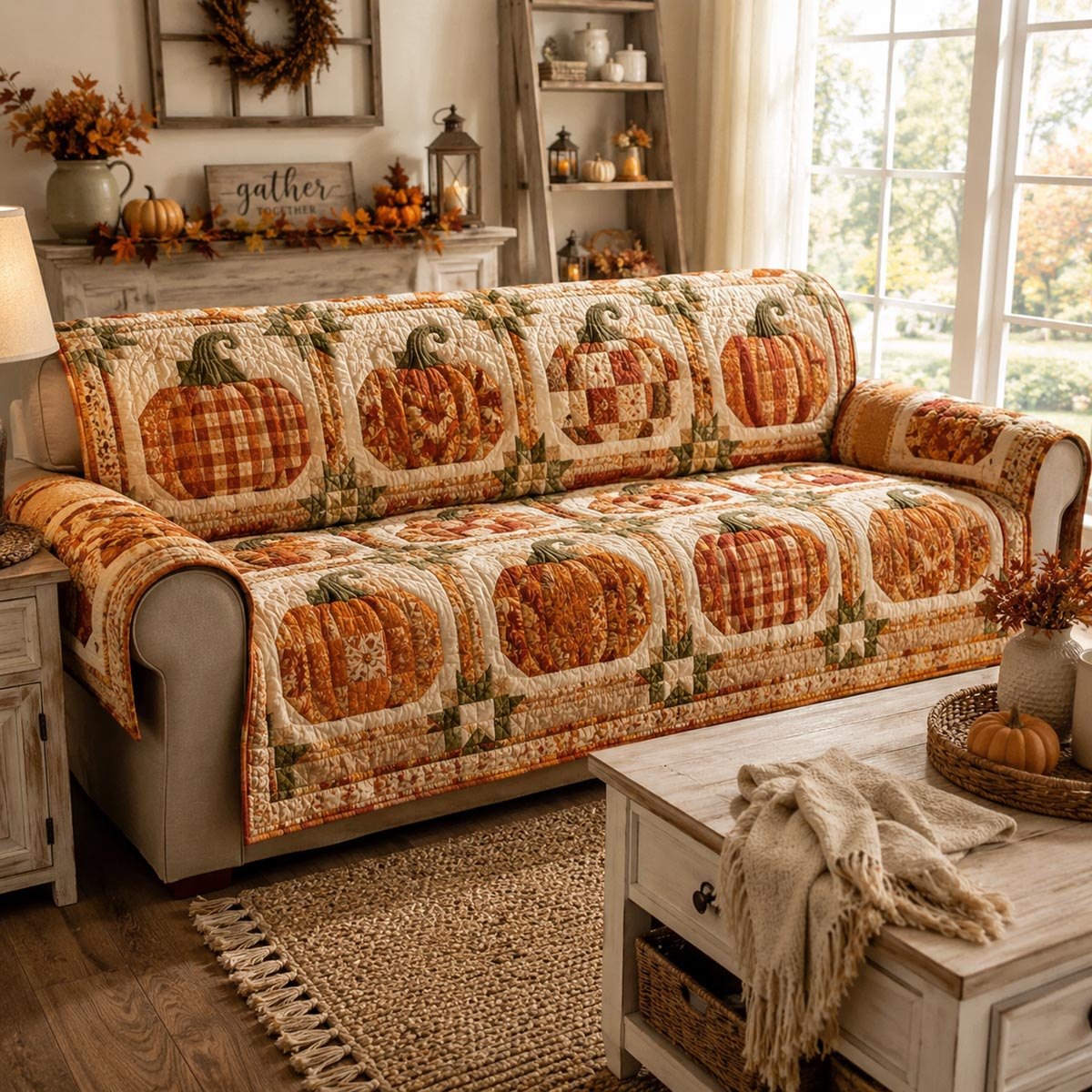 Harvest Pumpkin Patch Sofa Cover