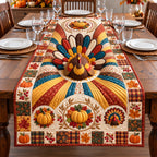 Patchwork Sunburst Harvest Turkey Table Runner