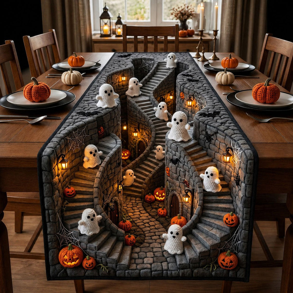 Haunted Staircase Crochet Table Runner