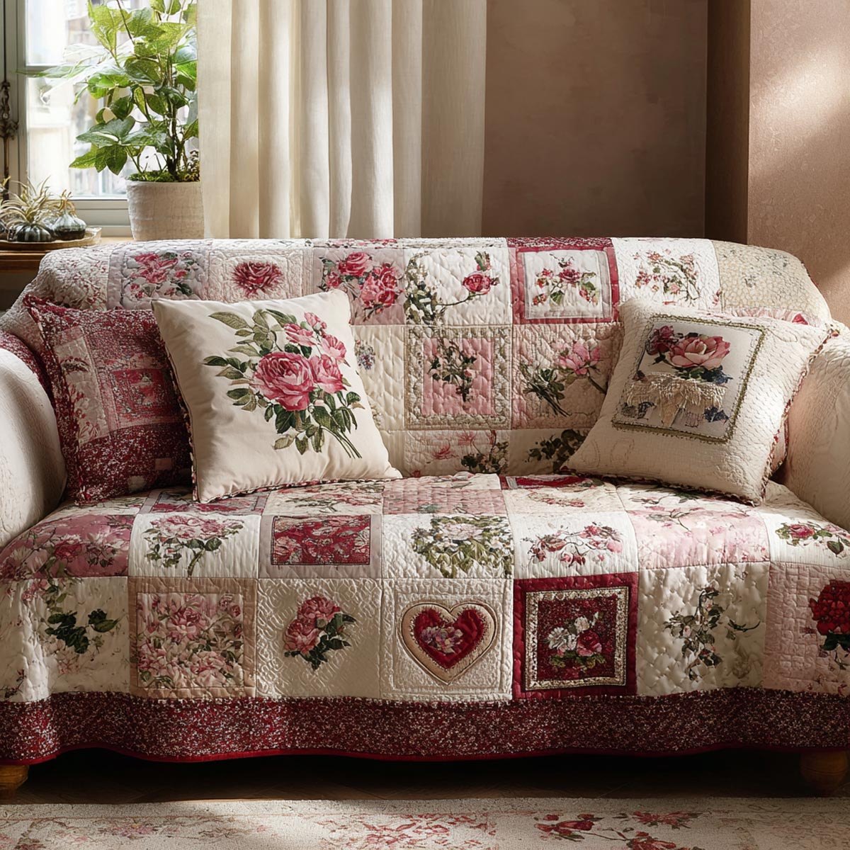 Heart Bloom Sofa Cover
