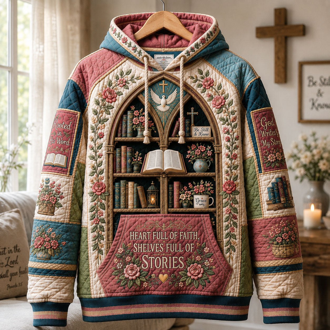 Heart Full of Faith Christian hoodie, all-over print