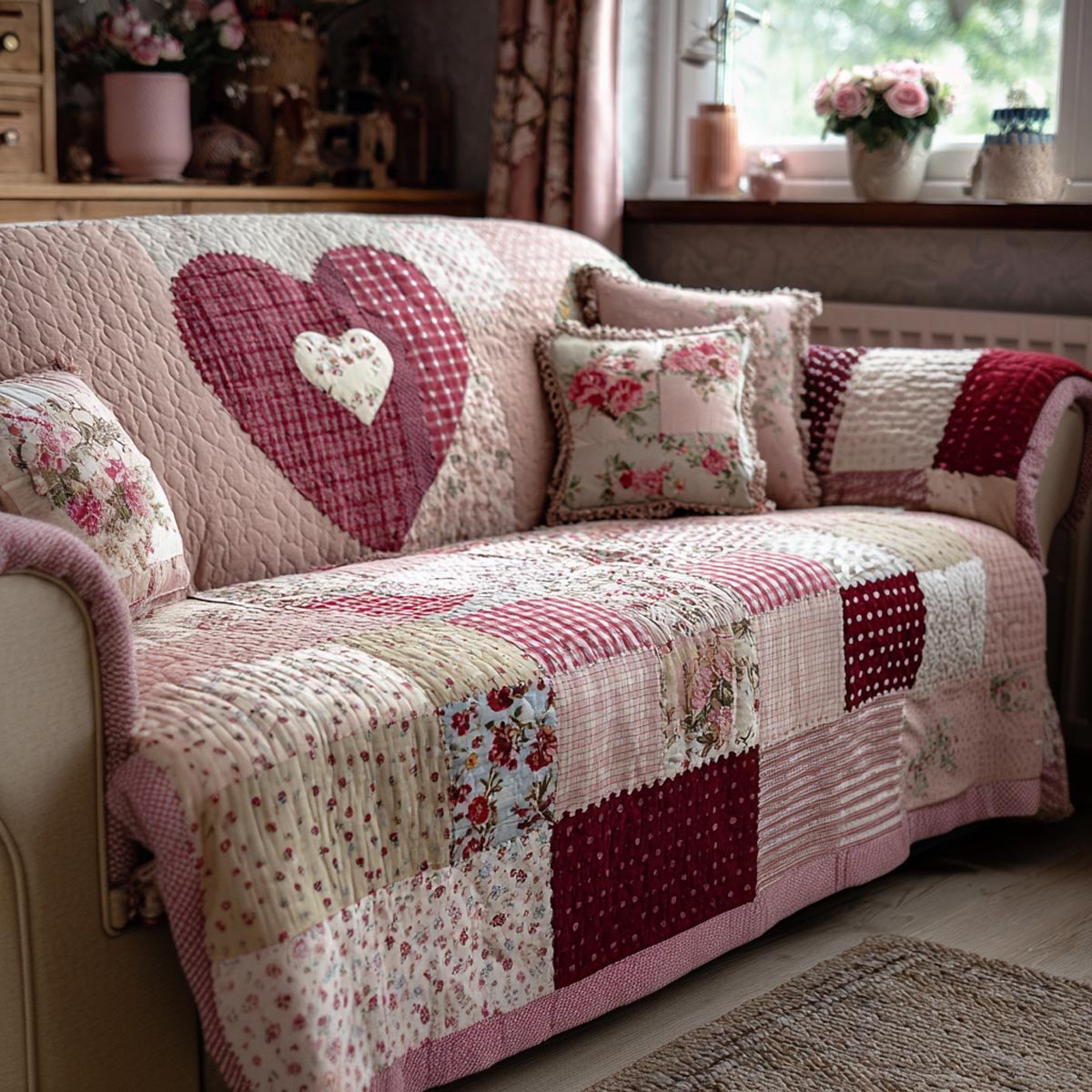 Heart Mosaic Sofa Cover