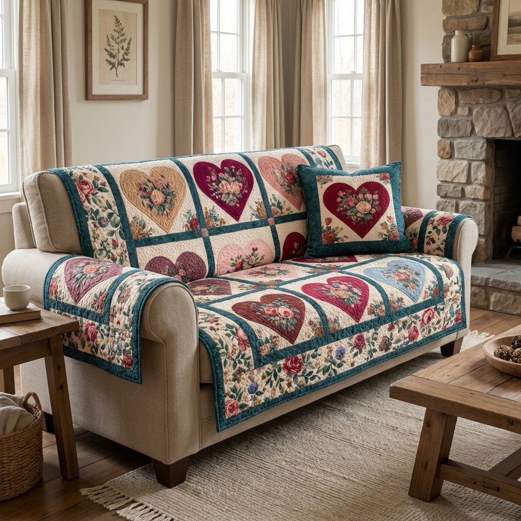 Heart Patch Sofa Cover