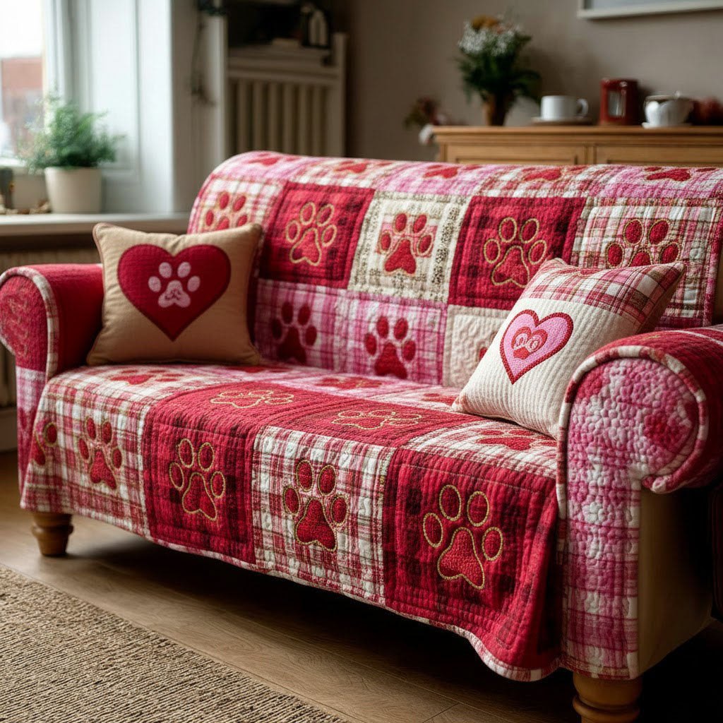 Heart Paw Sofa Cover