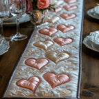 Blush Hearts on Ivory Quilting Table Runner