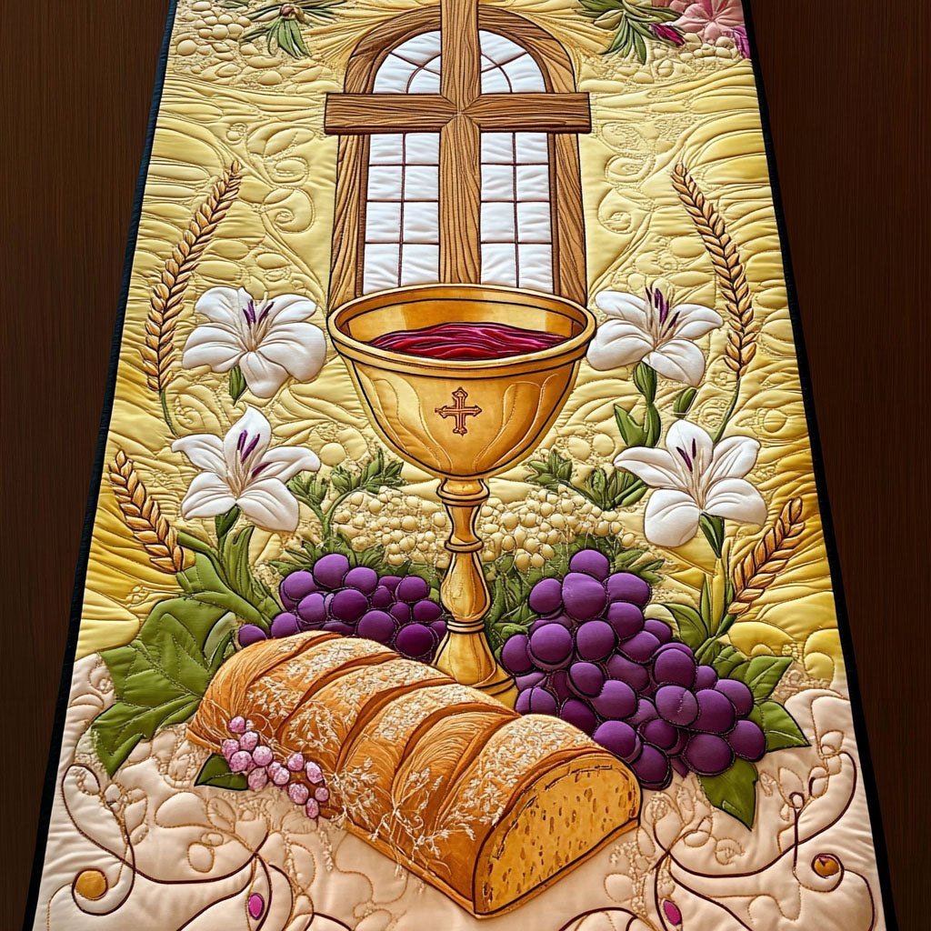 Chalice Bread Grapes and Lilies Table Runner