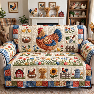Hen and Chicks Farm Sofa Cover - Made to Order