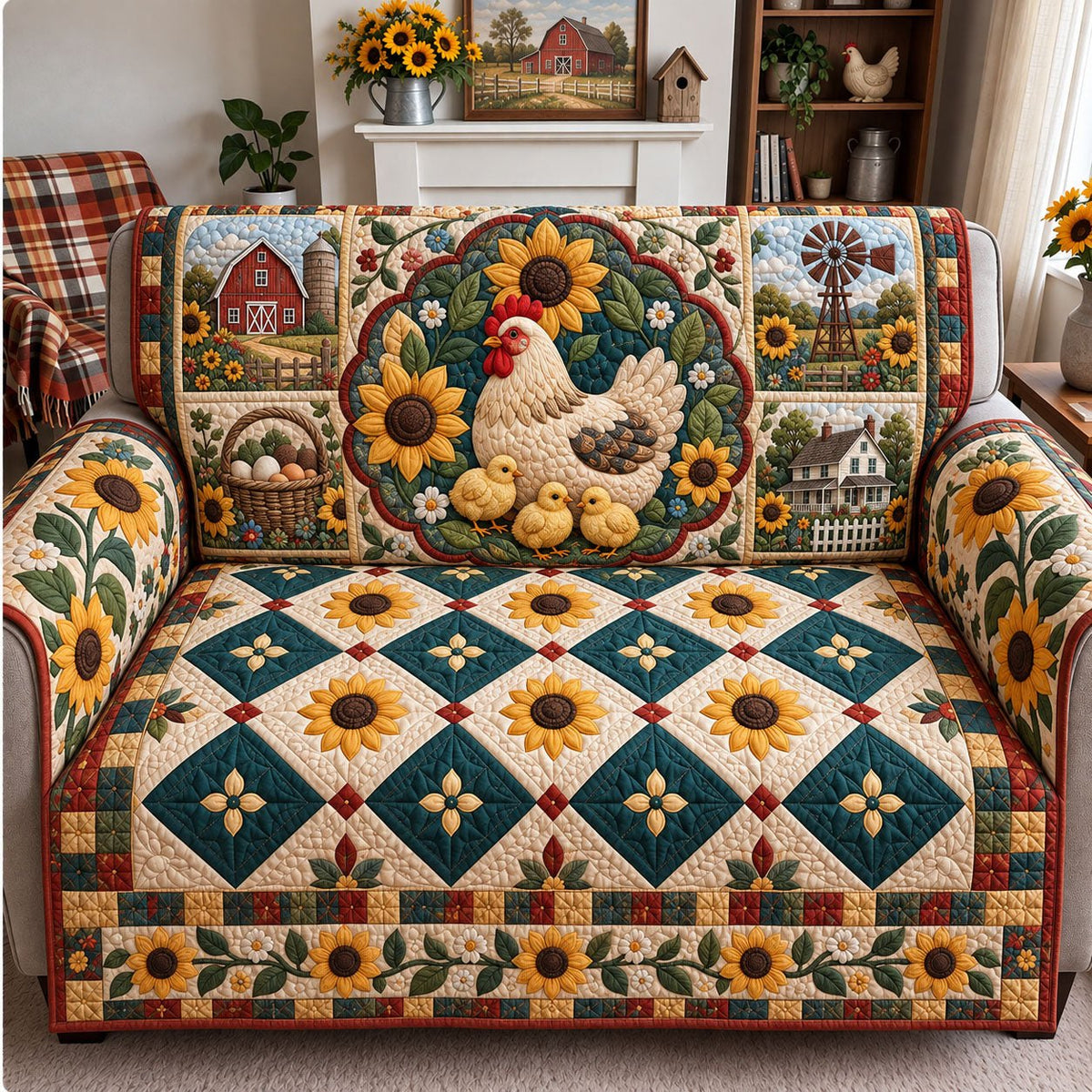 Hen and Chicks Sofa Cover