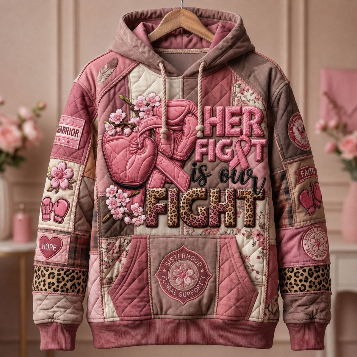 Her Fight Boxing Gloves hoodie, all-over print