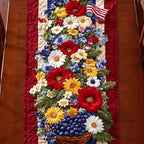 Wildflowers on Patriotic Stripes Table Runner
