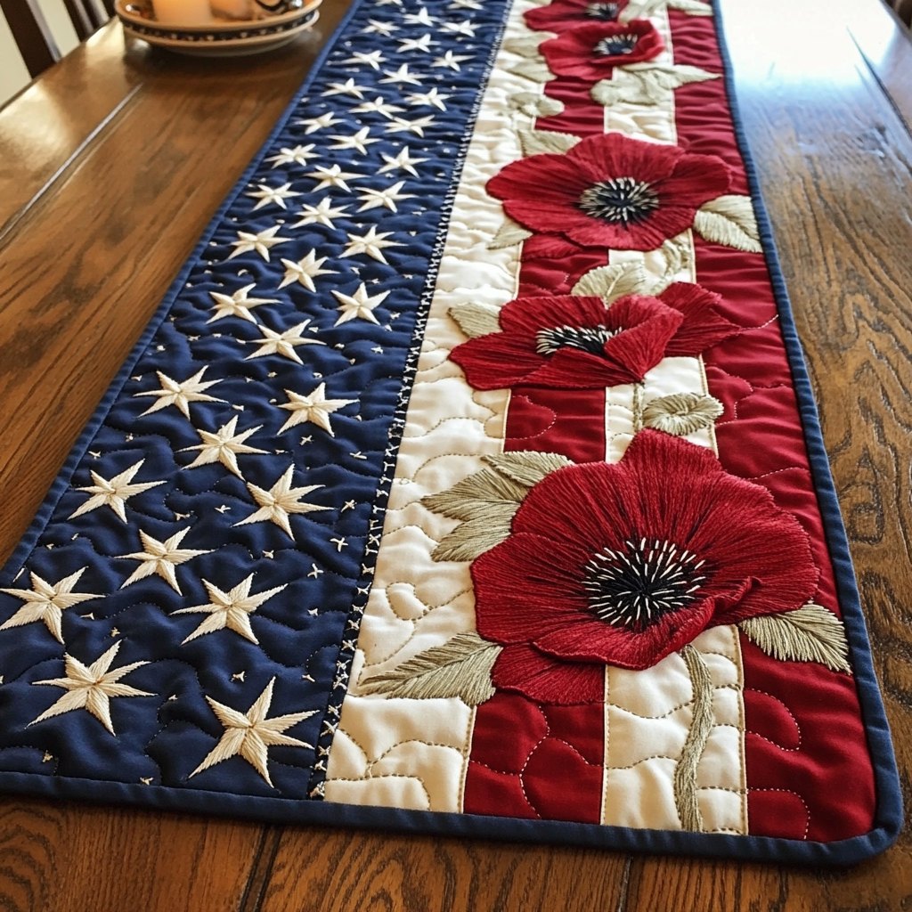 Heritage Poppies Table Runner