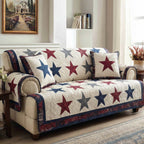 Bold Stars on Cream and Navy Sofa Cover