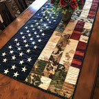 American Flag with Camouflage Stripes Table Runner
