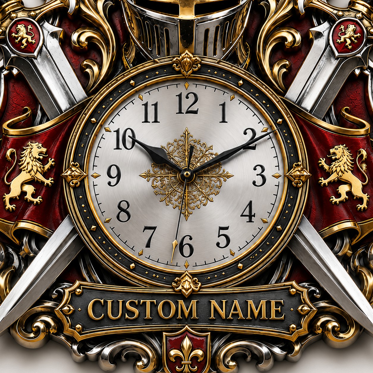 Medieval Sword Custom Name Wall Clock — personalized with a custom name
