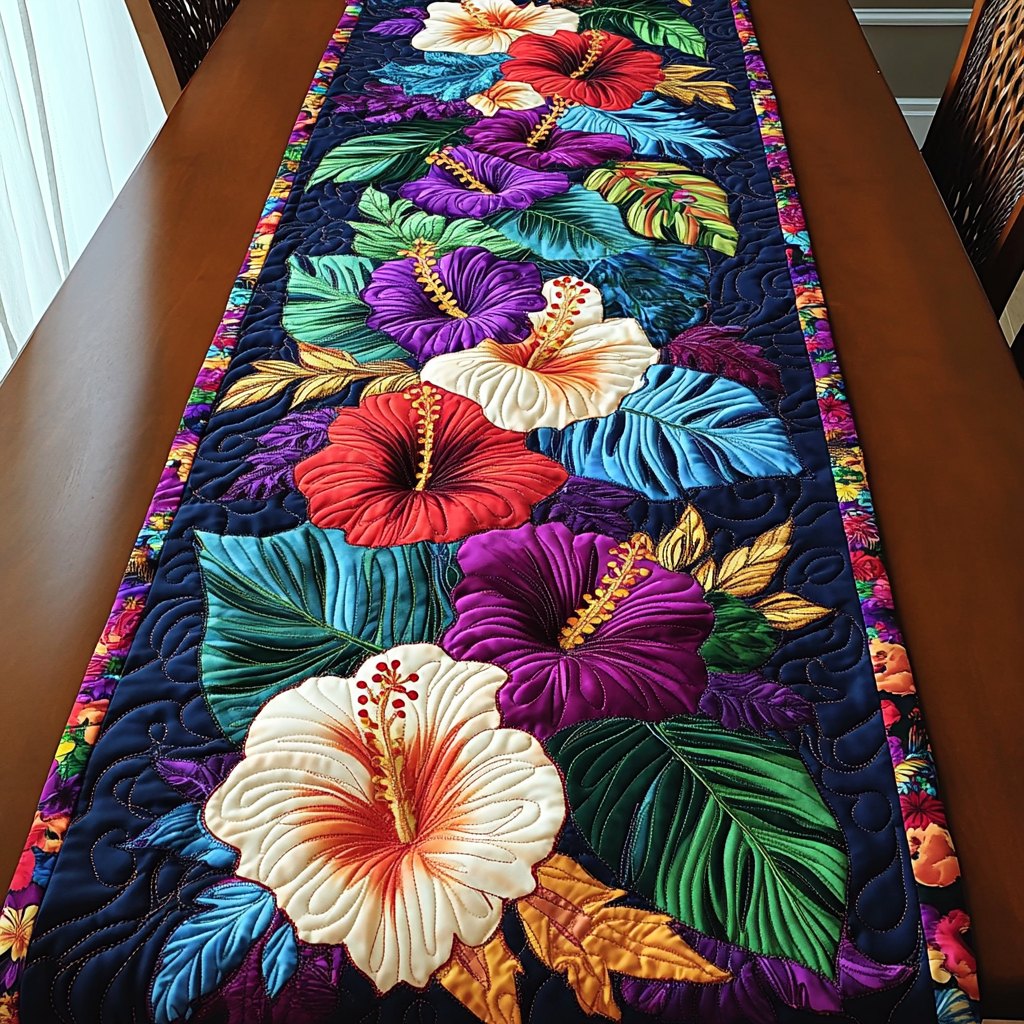 Hibiscus Serenity Table Runner